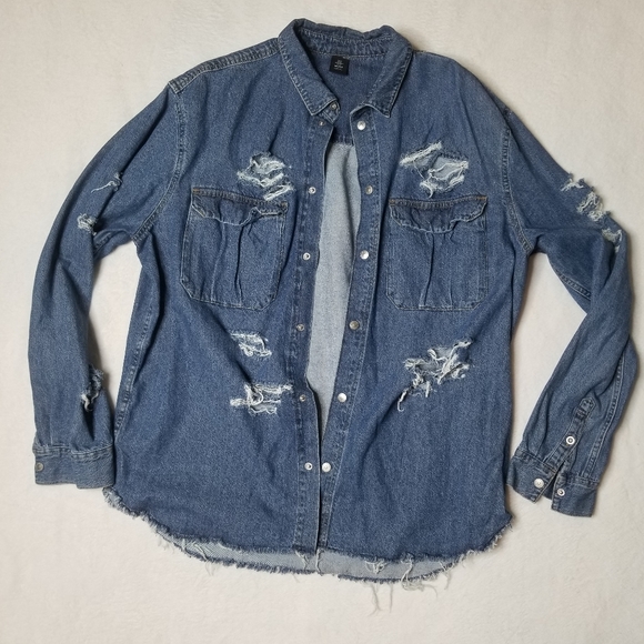H&M Jackets & Coats Hm Denim Shirt Jacket Poshmark